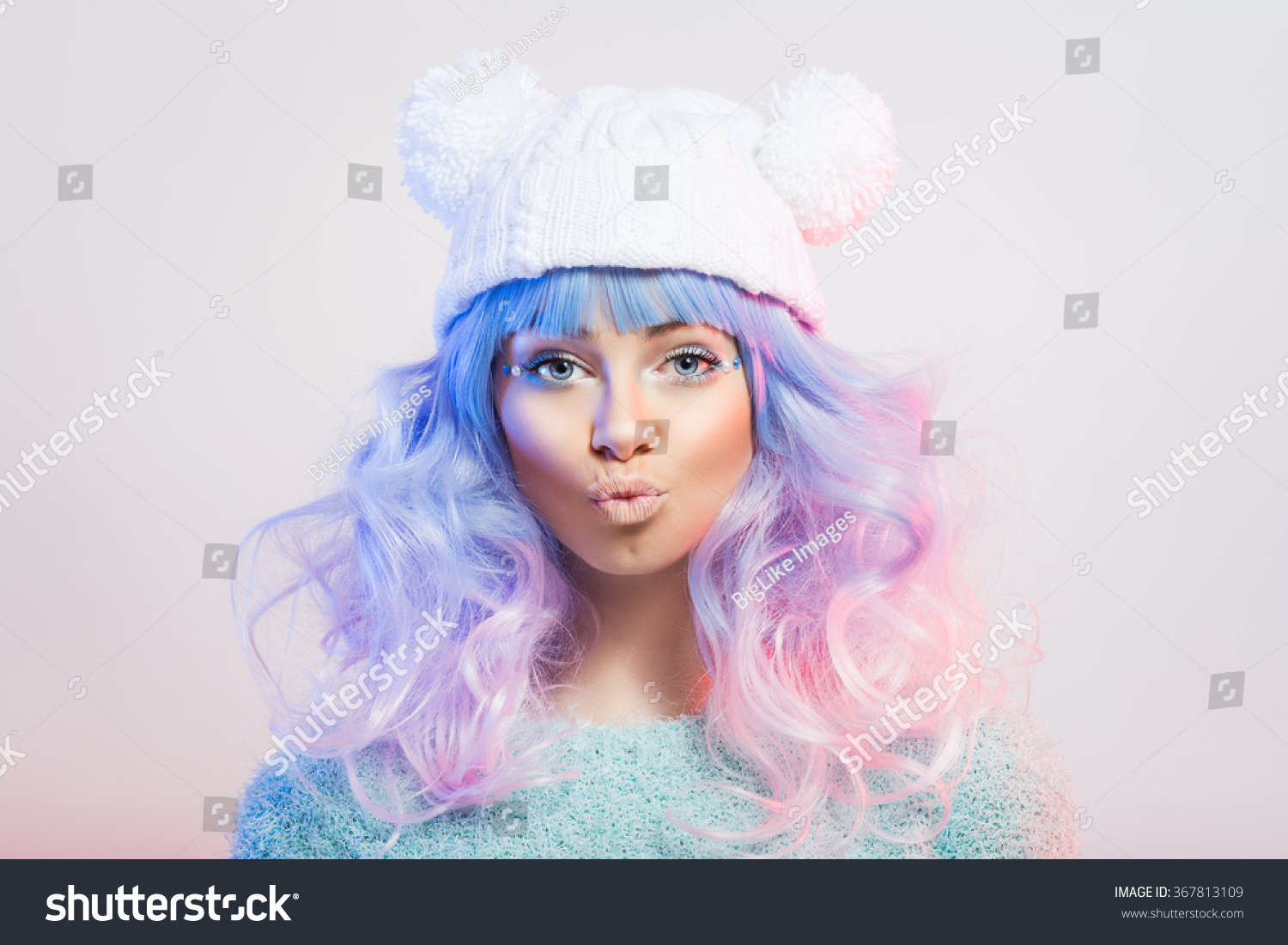 Cute Fashionable Young Woman Pastel Purple Stock Photo Edit Now