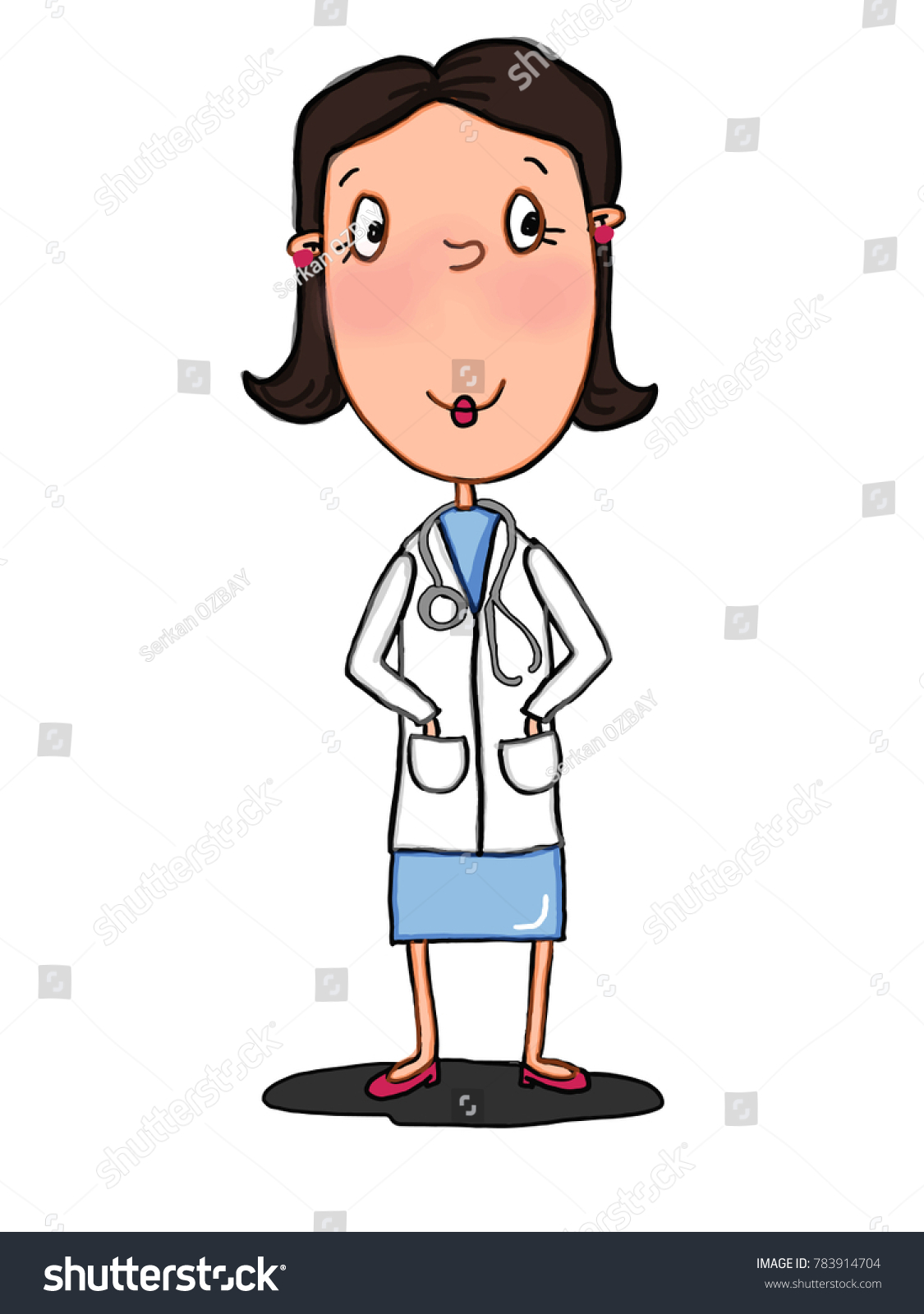 Cute Female Doctor Illustration Cartoon Drawing Stock Illustration