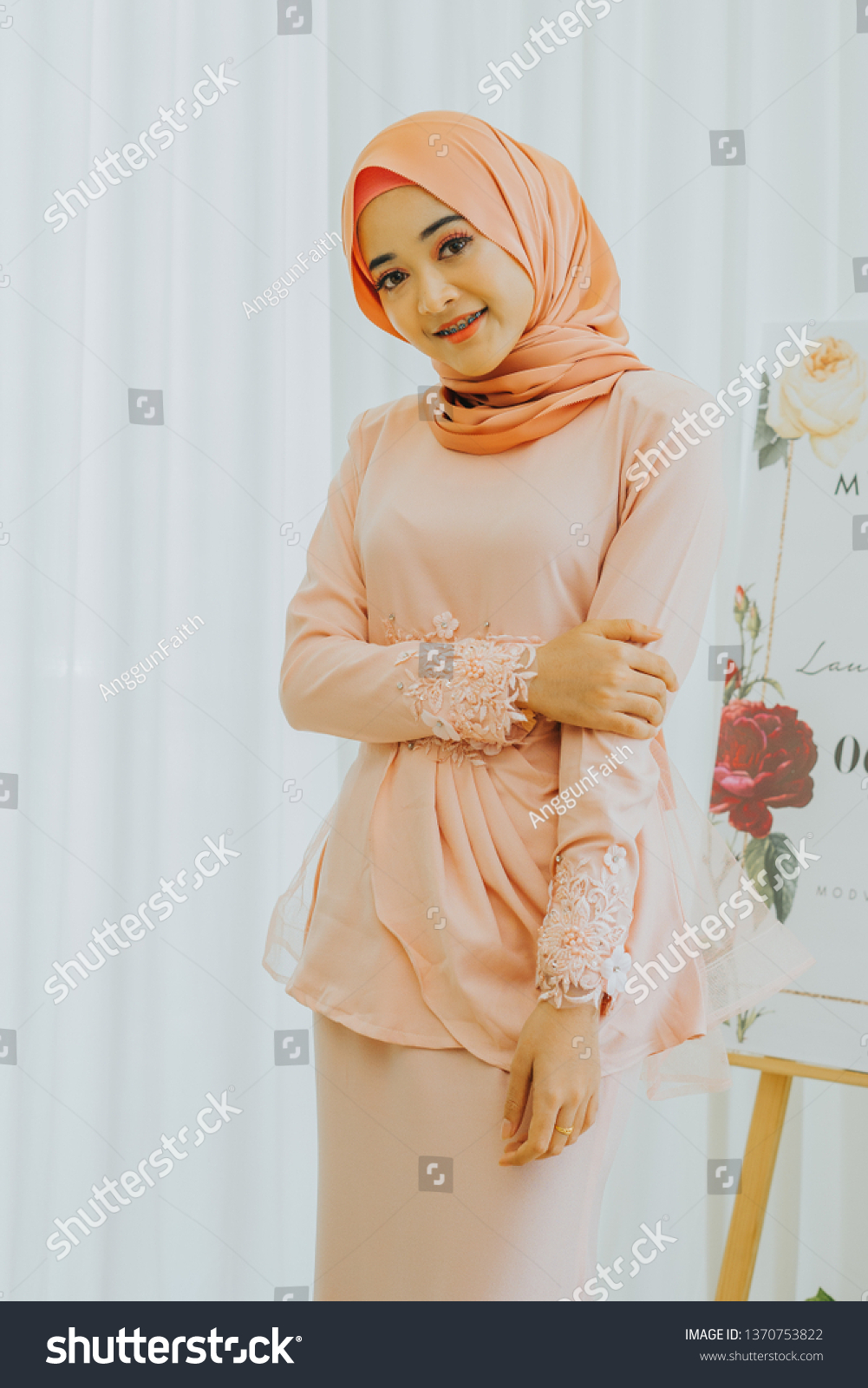 Cute Female Model Wearing Baju Kebaya Stock Photo (Edit Now 