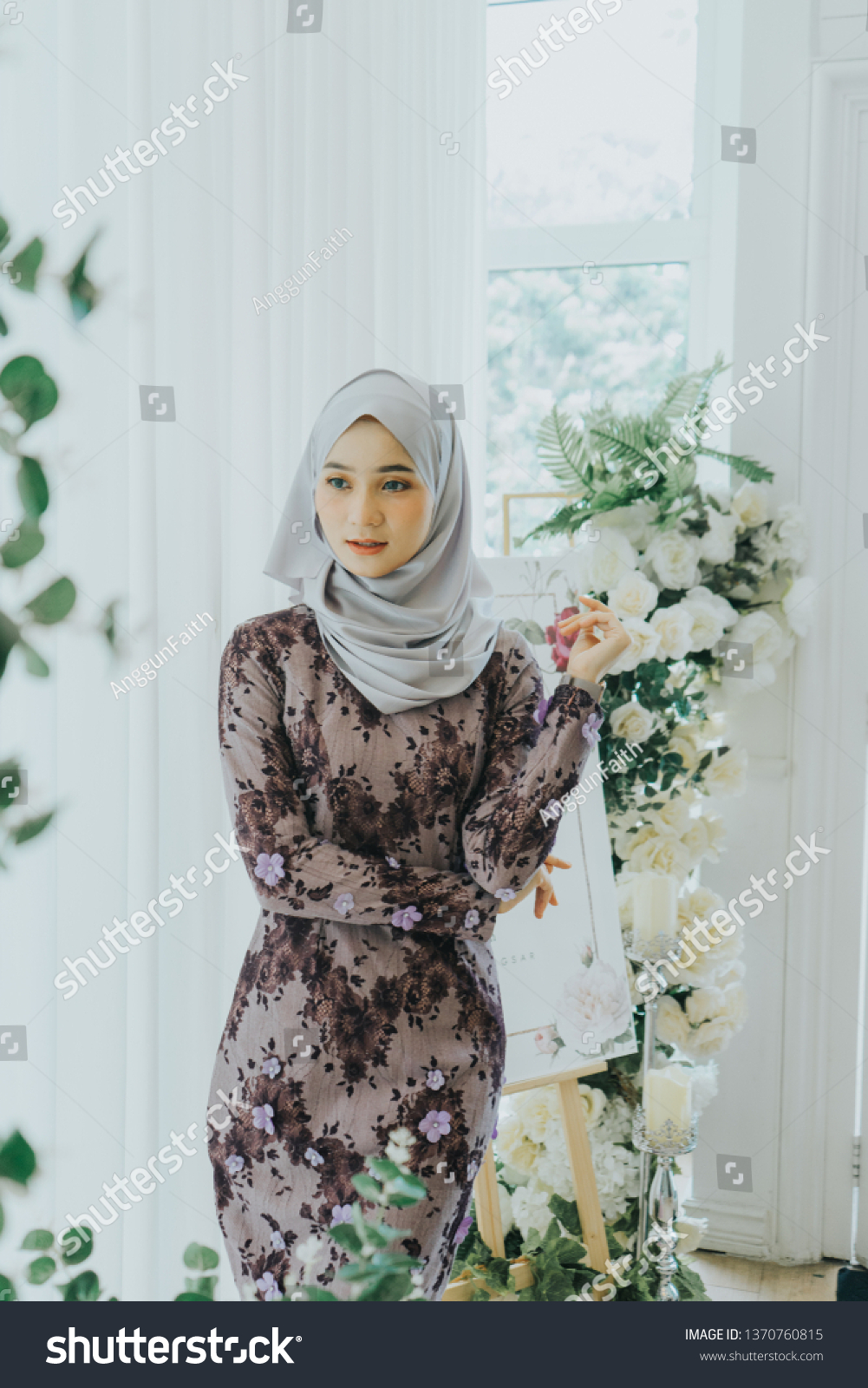 Cute Female Model Wearing Baju Kebaya Stock Photo (Edit Now 