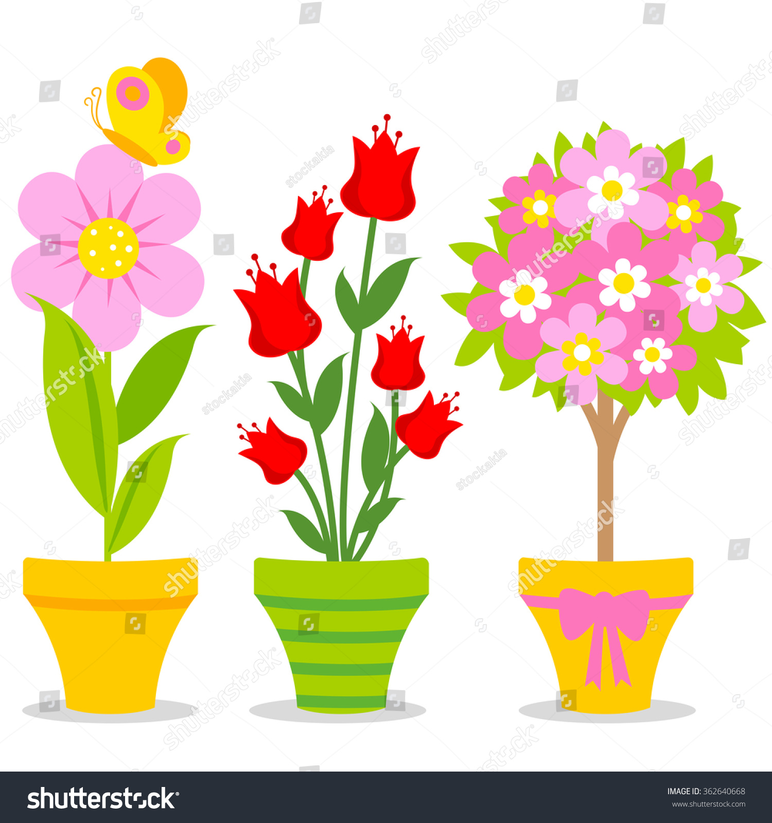 Cute Flowers Pots Stock Illustration Shutterstock