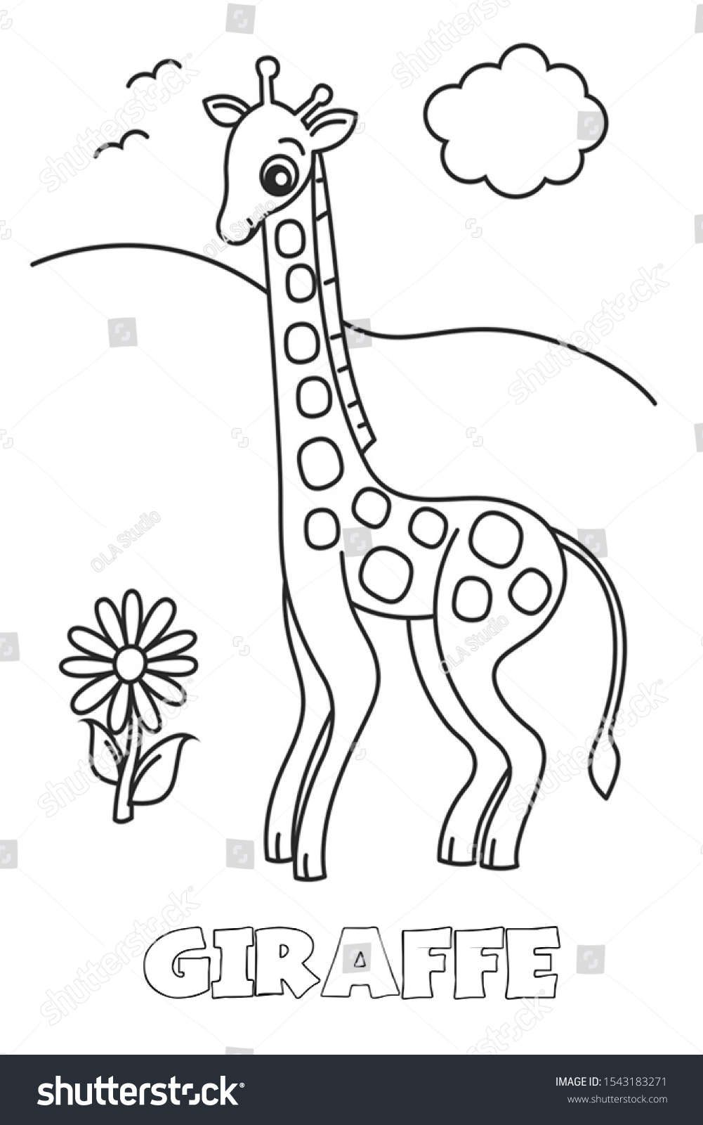 cute giraffe coloring book print adults stock illustration 1543183271