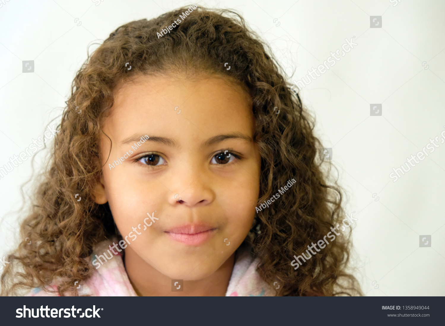 Cute Girl Daughter Curly Hair Mixed Stock Photo Edit Now 1358949044