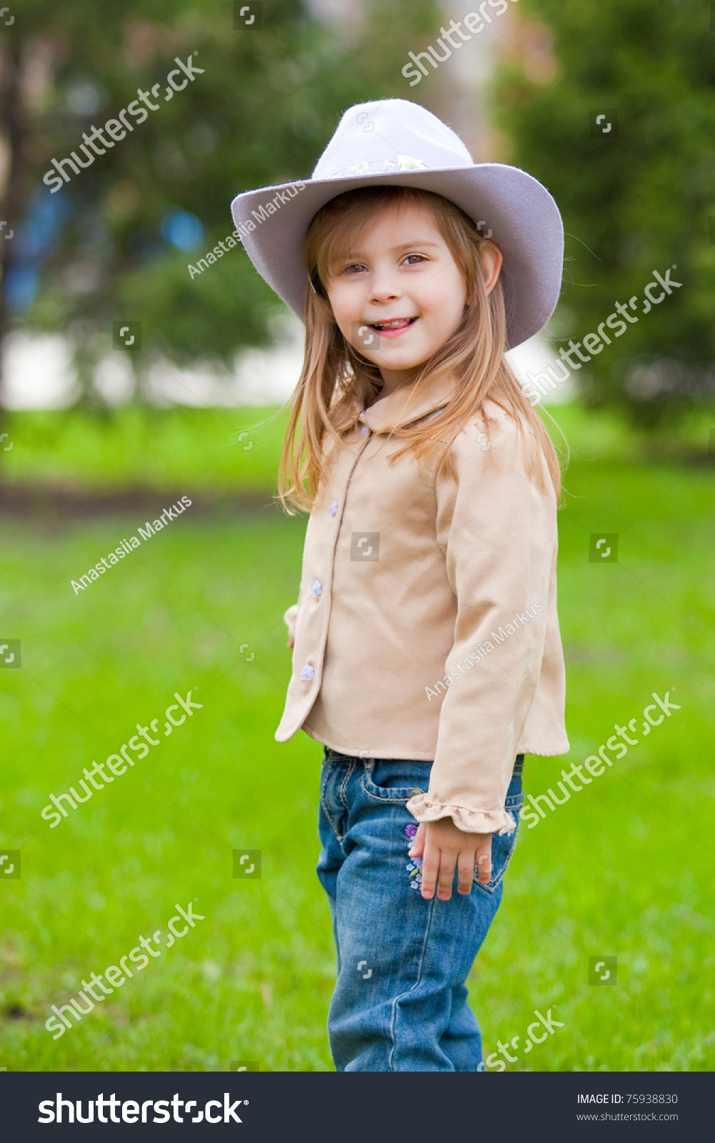 Cute Girl Wearing Cowboy Hat Stock Photo 75938830 : Shutterstock