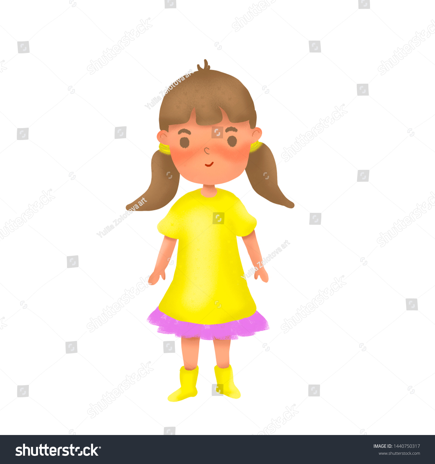 Cute Girls Charaster Illustration Summer Stock Illustration 1440750317