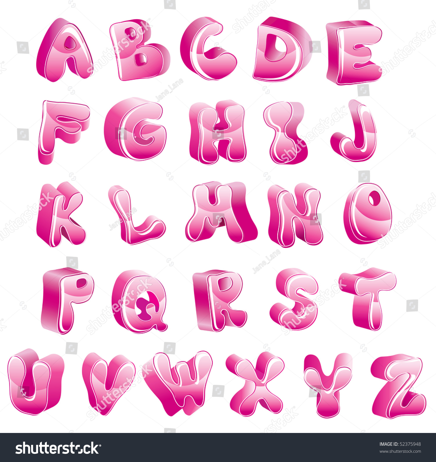 Cute Glossy Pink Alphabet Stock Photo 52375948 : Shutterstock