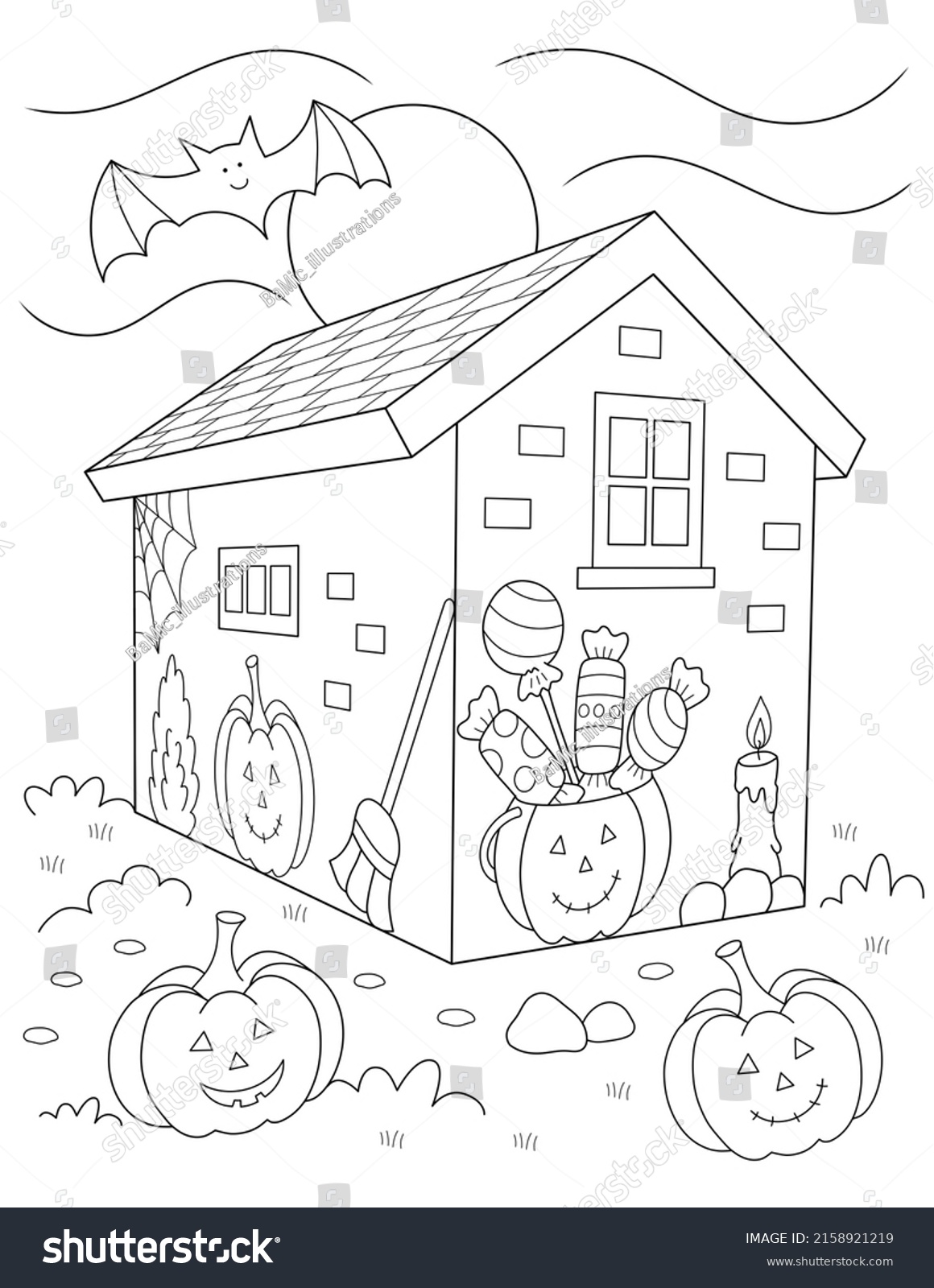 Cute Halloween Coloring Page Design Kids Stock Illustration 2158921219 ...