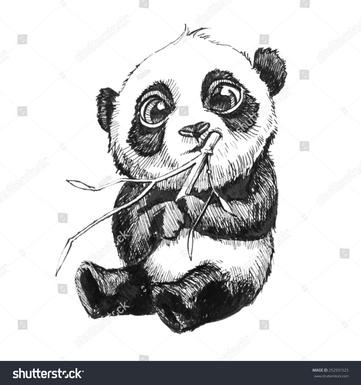 Cute Hungry Adorable Baby Panda Bear Stock Illustration