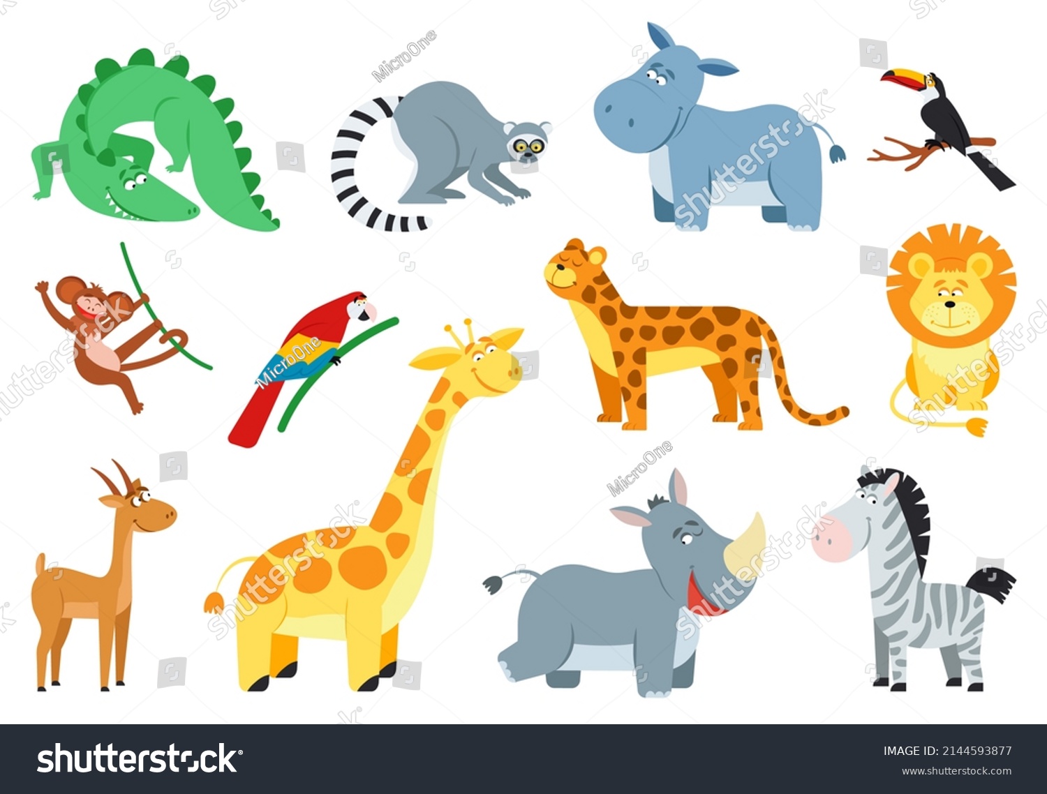 Cute Jungle Animal Cartoon African Animals Stock Illustration ...