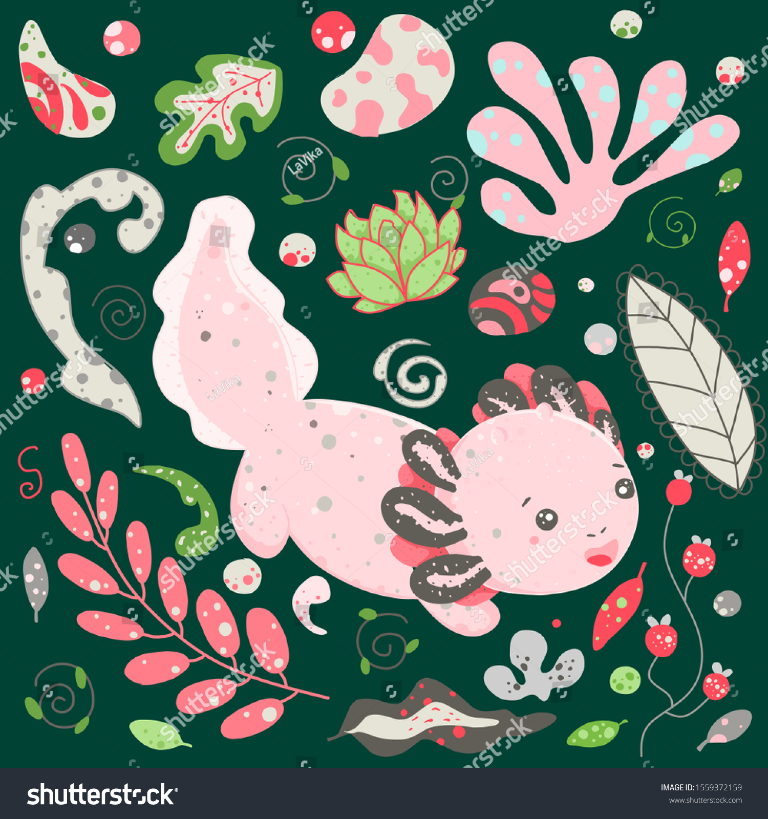 Cute Kawaii Axolotl Baby Amphibian Drawing Stock Illustration Cute Kawaii Axolotl Baby Amphibian Drawing Stock Illustration