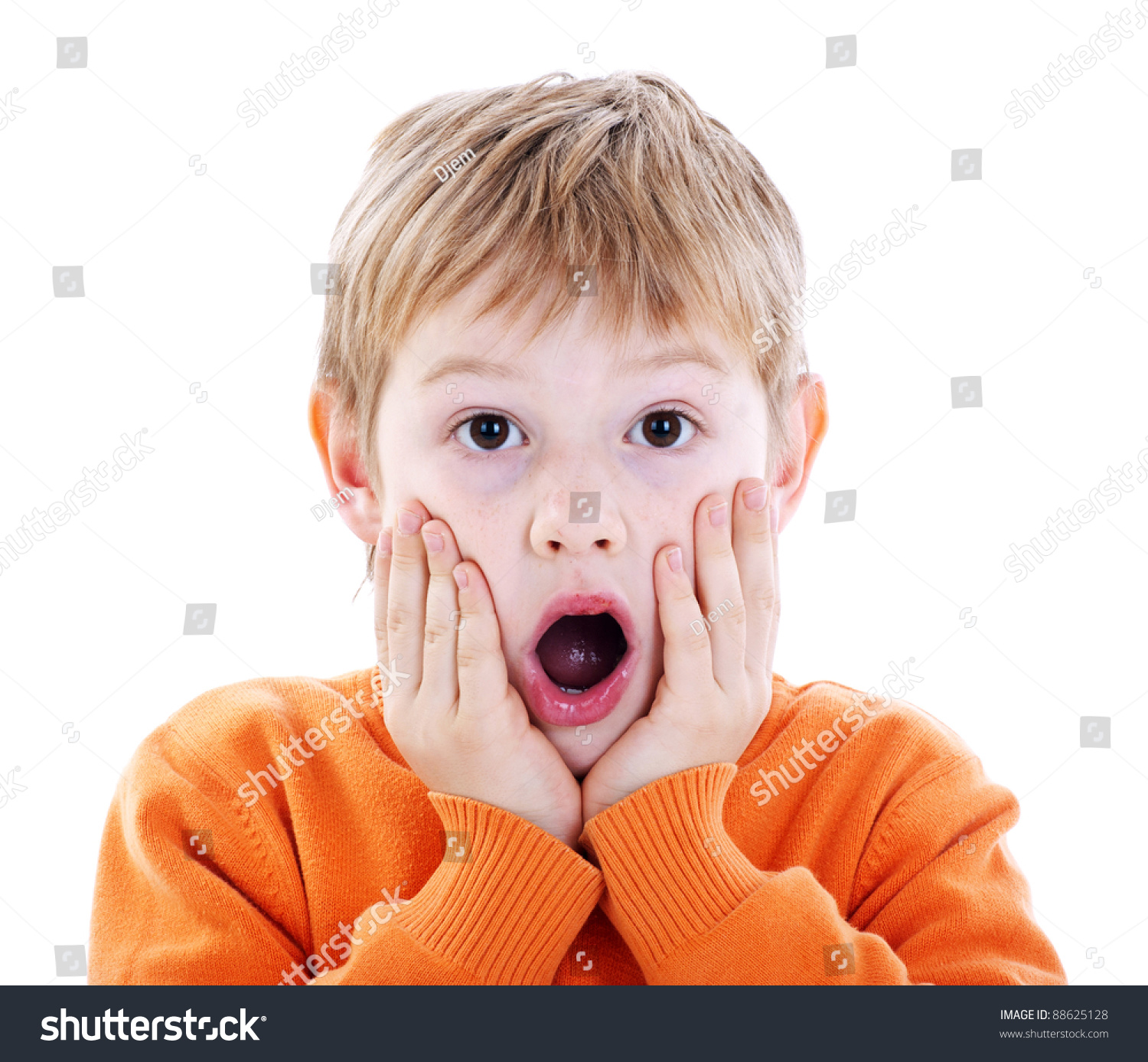 Cute Kid With An Expression Of Great Surprise Stock Photo 88625128 ...