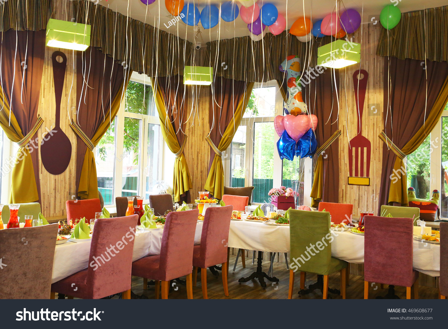 Cute Kids Restaurant Interior Served Balloons Stock Photo Edit Now 469608677