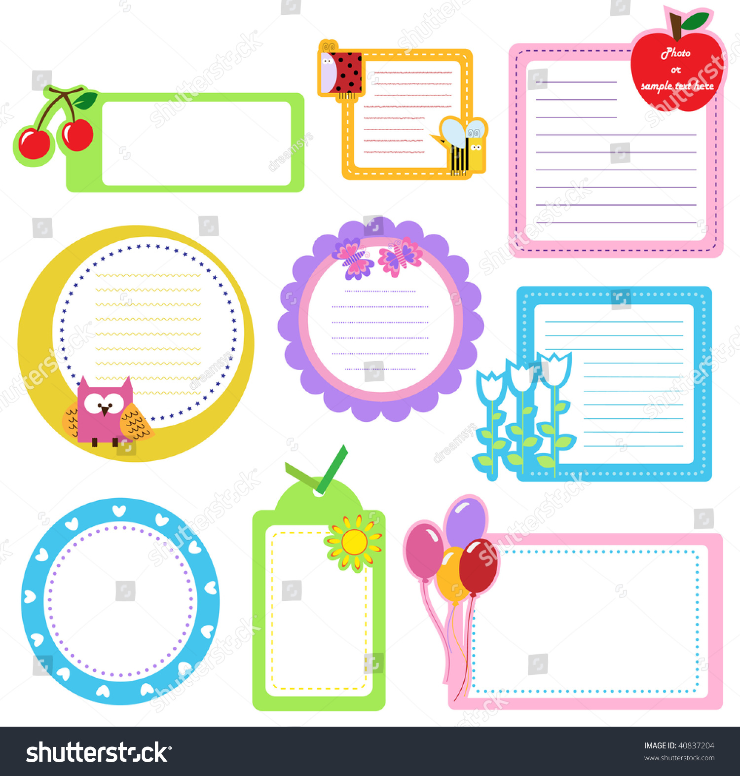 Cute Labels Stock Illustration 40837204 - Shutterstock