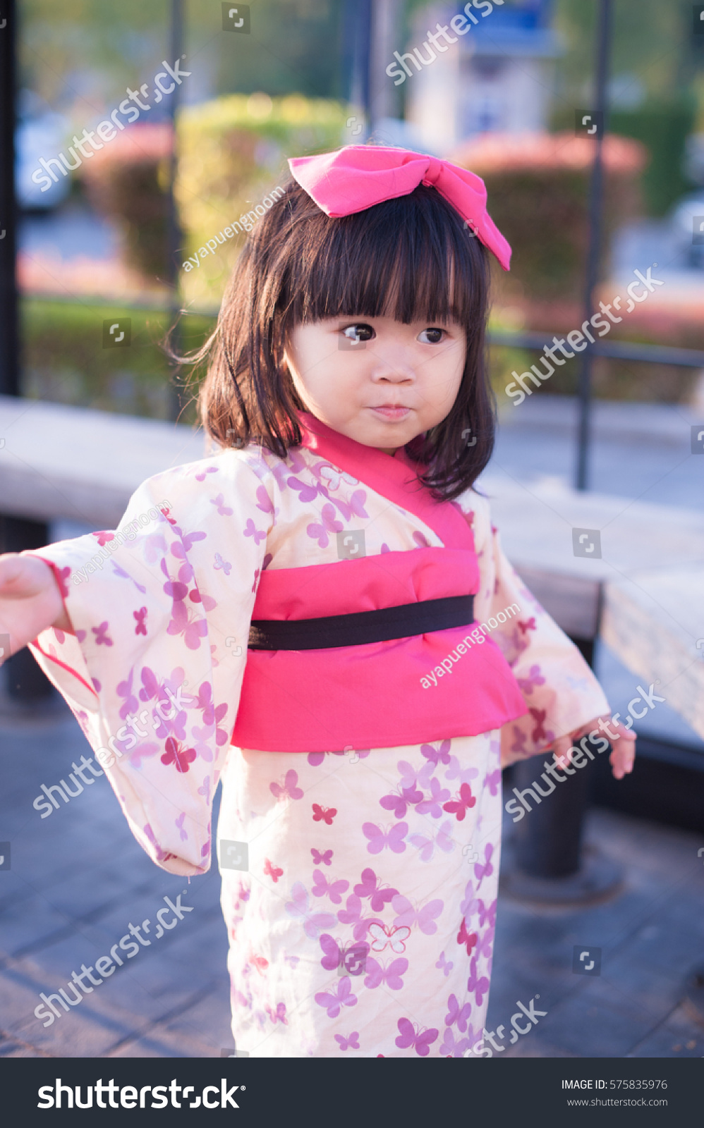 Cute Little Asian Girl Japanese Dress Stock Photo Edit Now