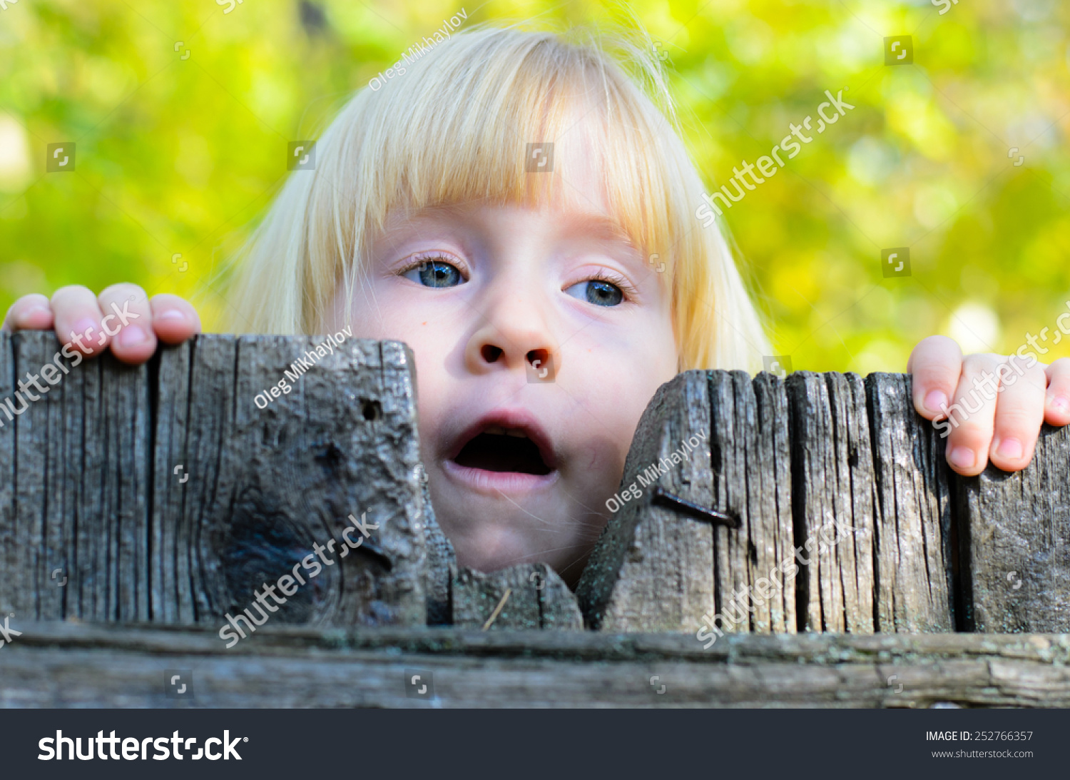 Cute Little Blond Girl Peering Over Stock Photo 252766357 | Shutterstock