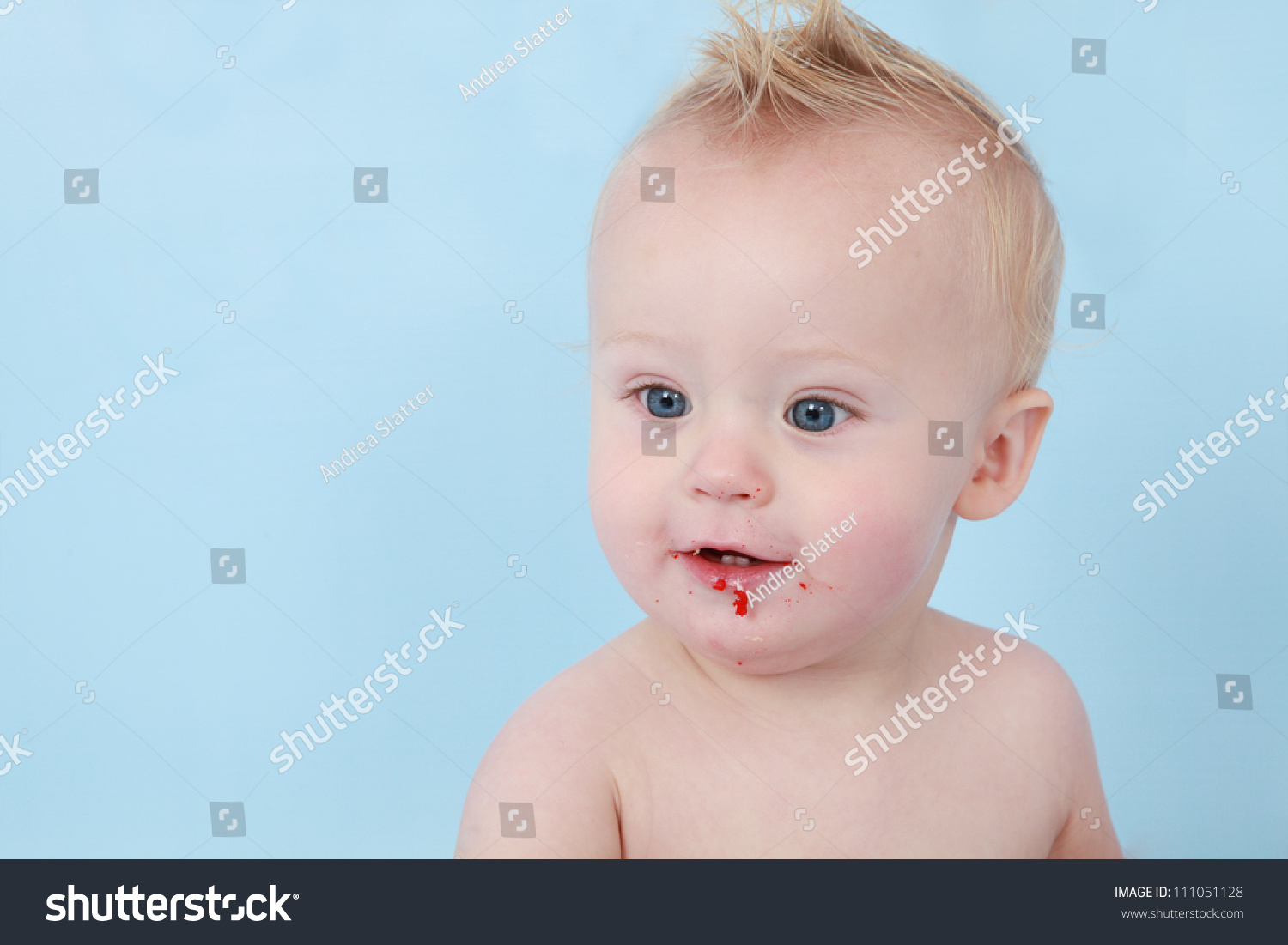 Cute Little Blonde Baby Boy Blue Stock Photo Edit Now 111051128