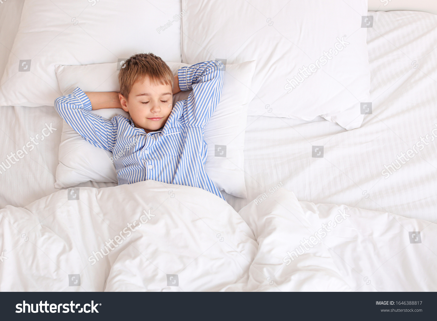 Cute Little Boy Sleeping Bed Stock Photo 1646388817 | Shutterstock