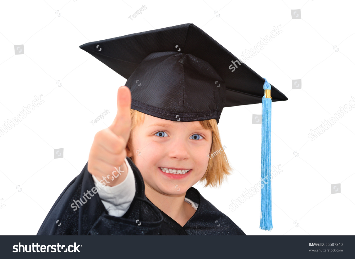 Cute Little  Girl  Graduation  Dress  Showing Stock Photo 