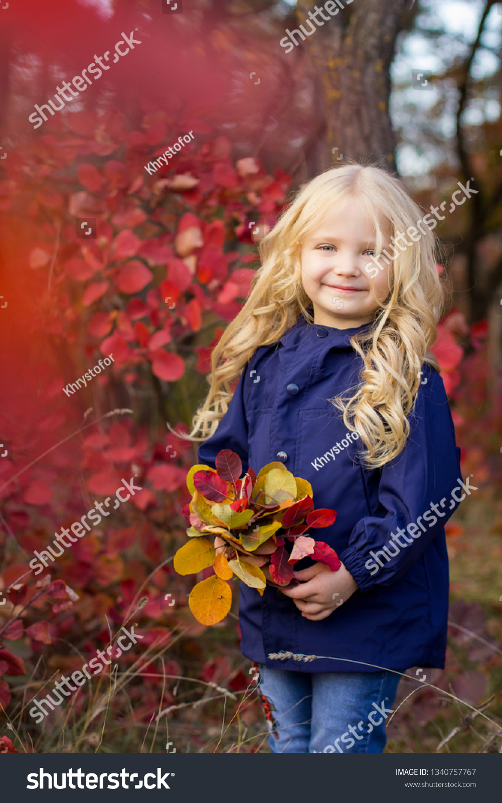 Cute Little Girl Playing Forest Stock Photo 1340757767 Shutterstock