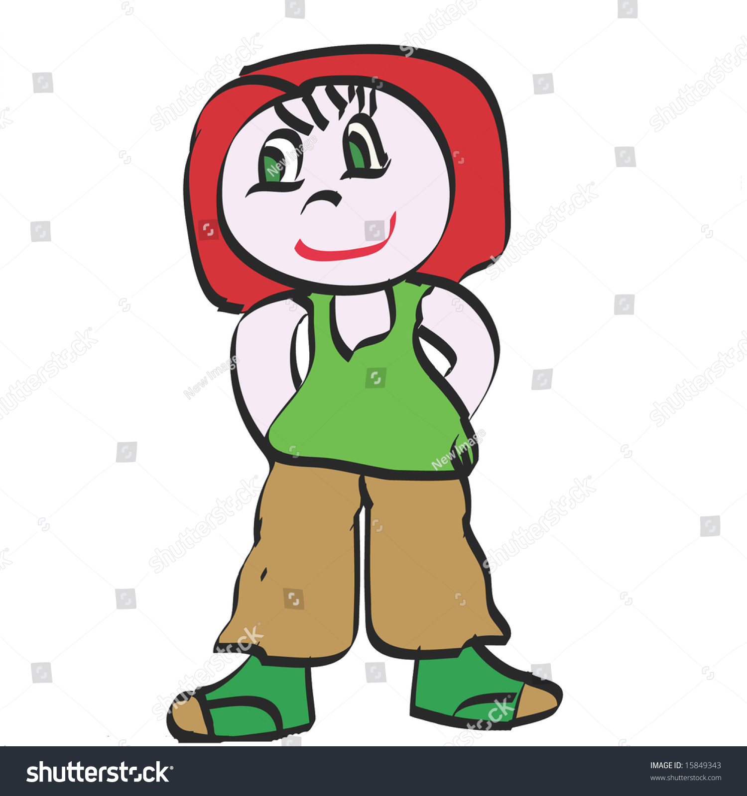 Cute Little Red Hair Girl Cartoon Stock Illustration 15849343 ...