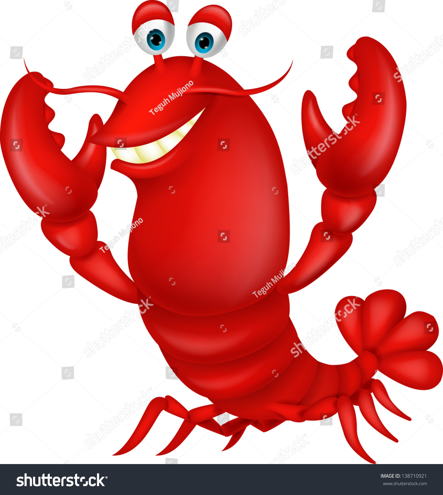 Cute Lobster Cartoon Waving Stock Illustration 138710921