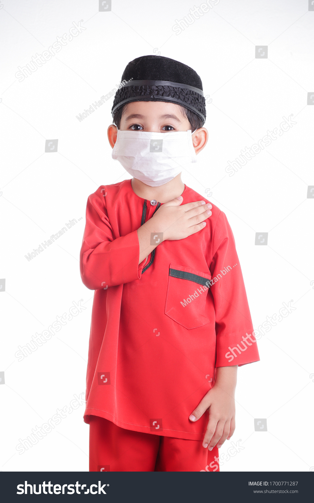 Cute Malay Muslim Boy Hand Signal Stock Photo Edit Now 1700771287