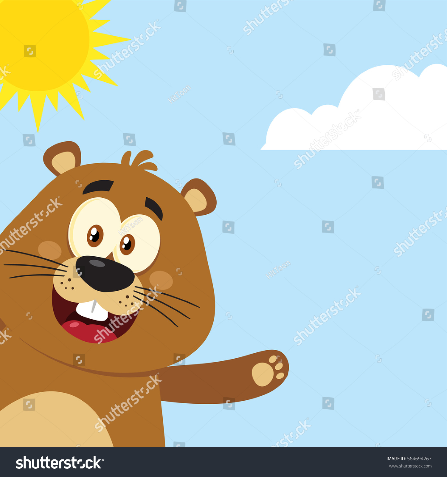 Cute Marmot Cartoon Mascot Character Waving Stock Illustration ...