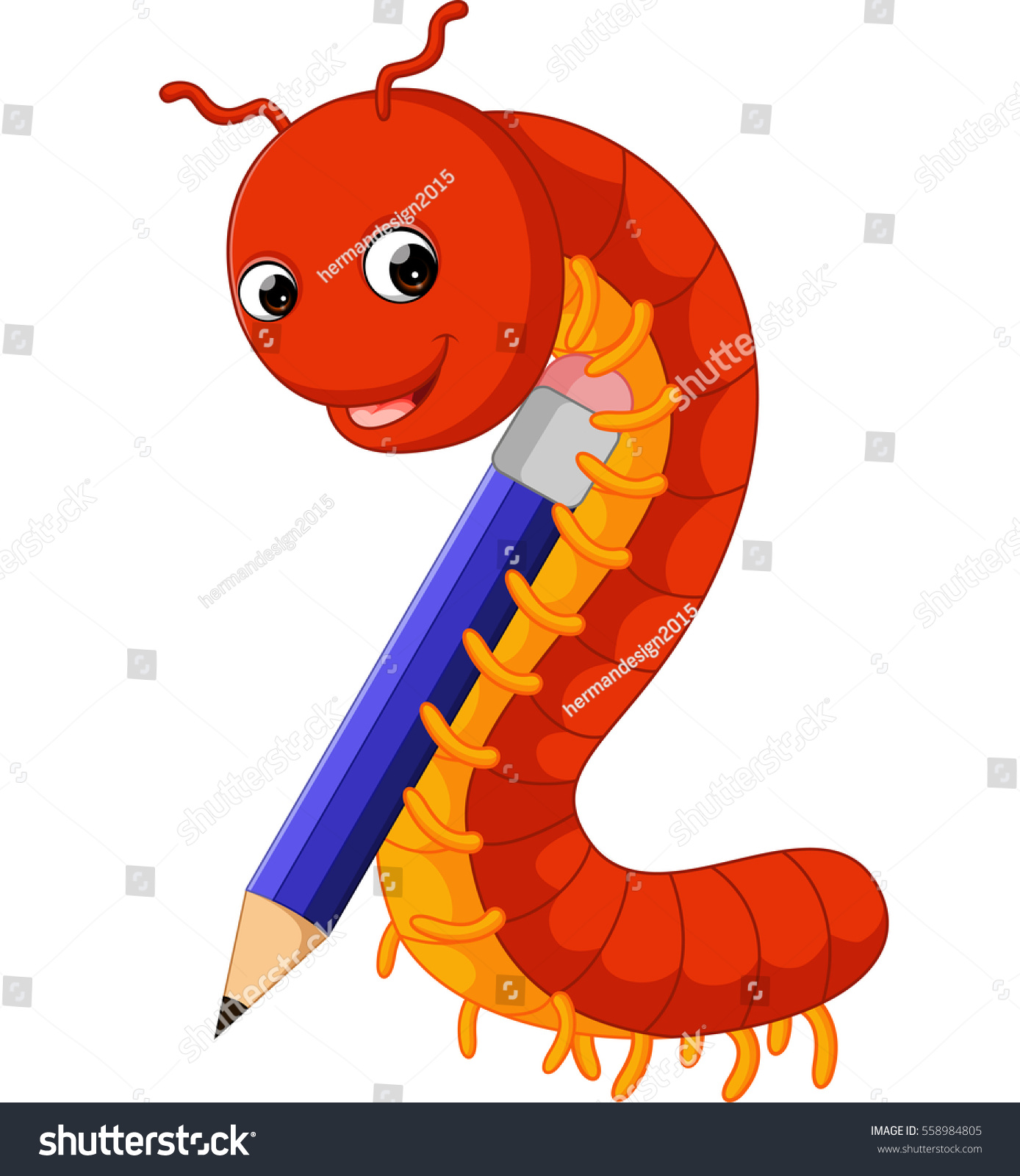 Cute Millipede Cartoon Stock Illustration 558984805