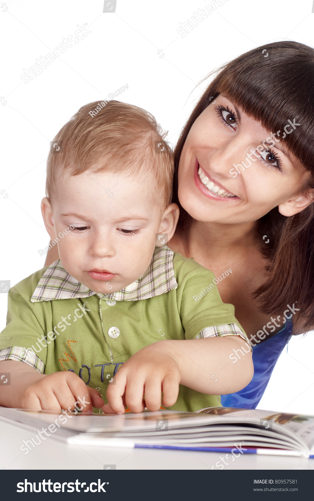 Cute Mom Her Son Reading Table Foto De Stock Editar Ahora 80957581