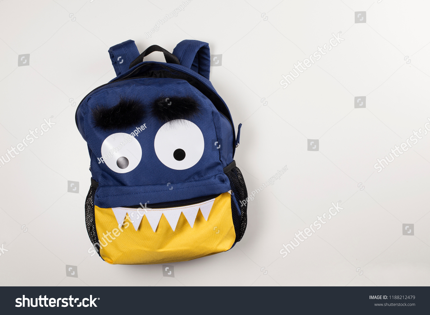 Cute Monster Face Backpack Open Pocket 