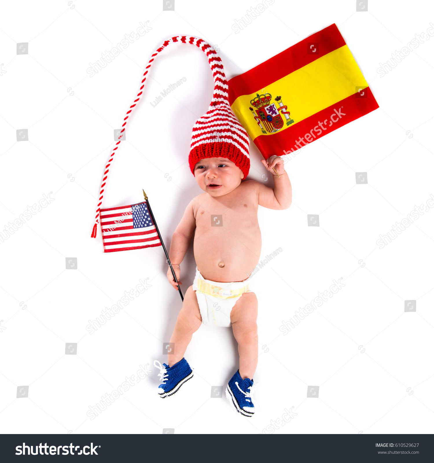 Cute Newborn Baby Holding American Flag Stock Photo Edit Now