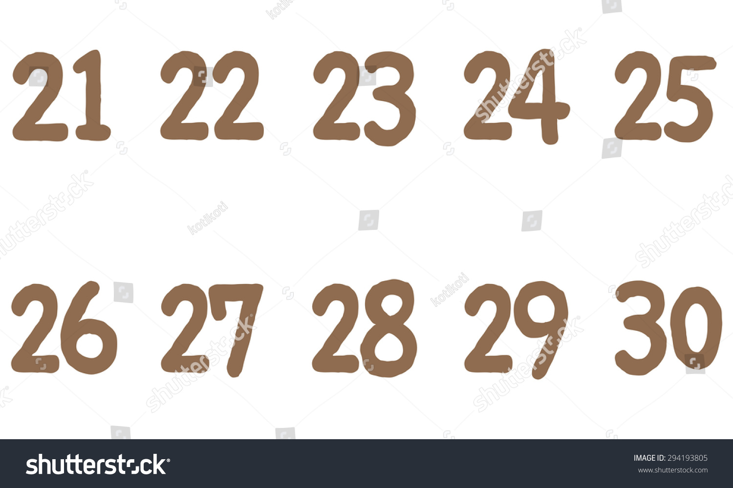 Cute Numbers 21 30 Stock Illustration