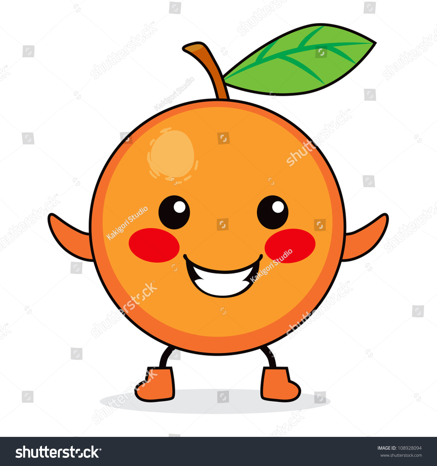 Cute Orange Fruit Cartoon Character Smiling Happy Stock Photo 108928094 ...