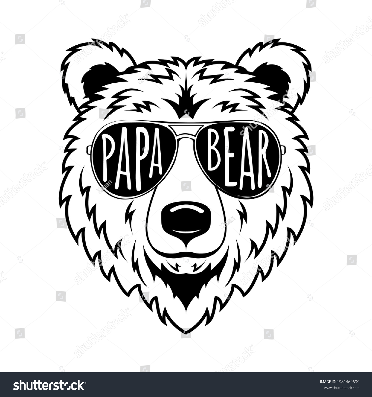 Cute Papa Bear Draw illustration de stock 1981469699 Shutterstock