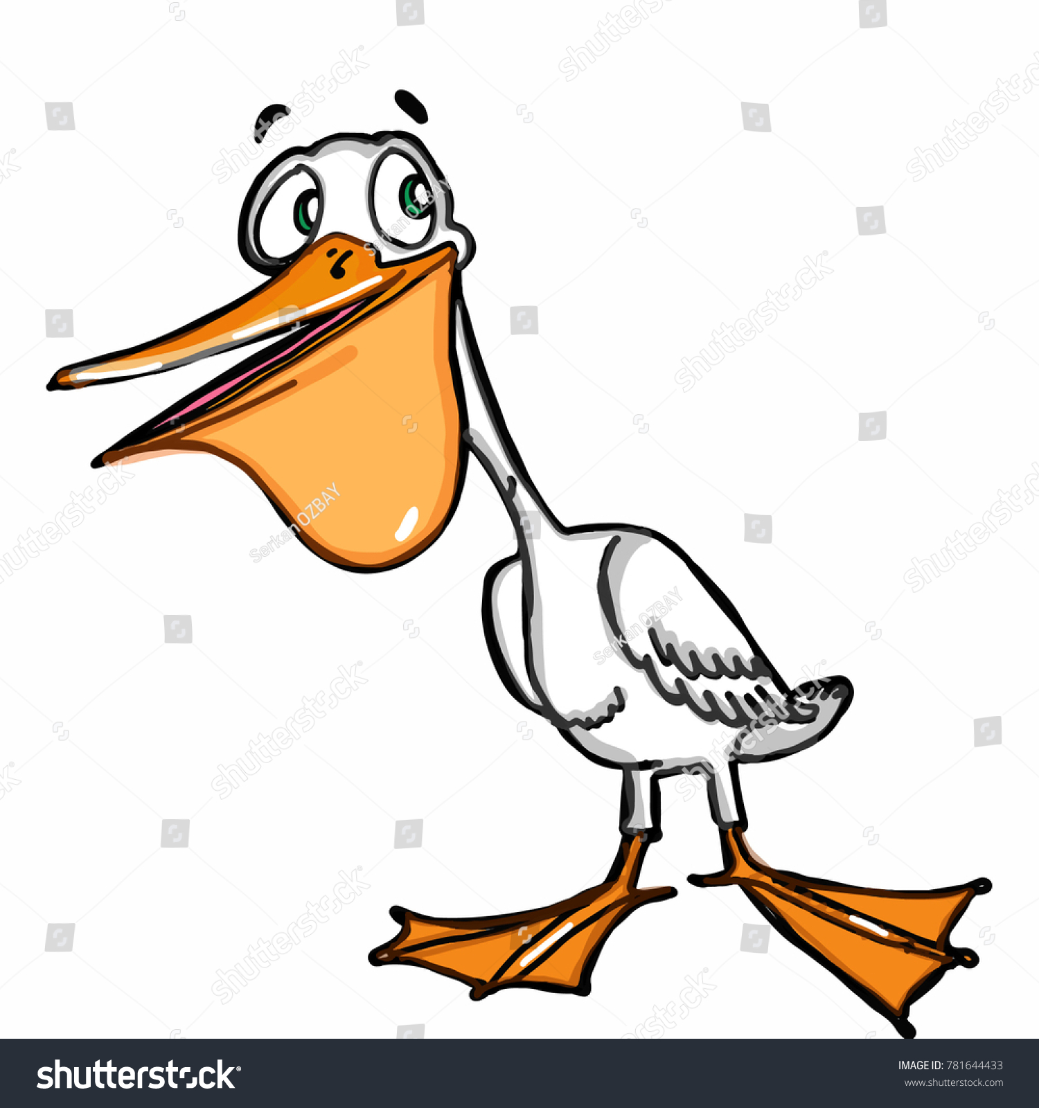 Cute Pelican Cartoon Illustration Drawing Stock Illustration 781644433 ...