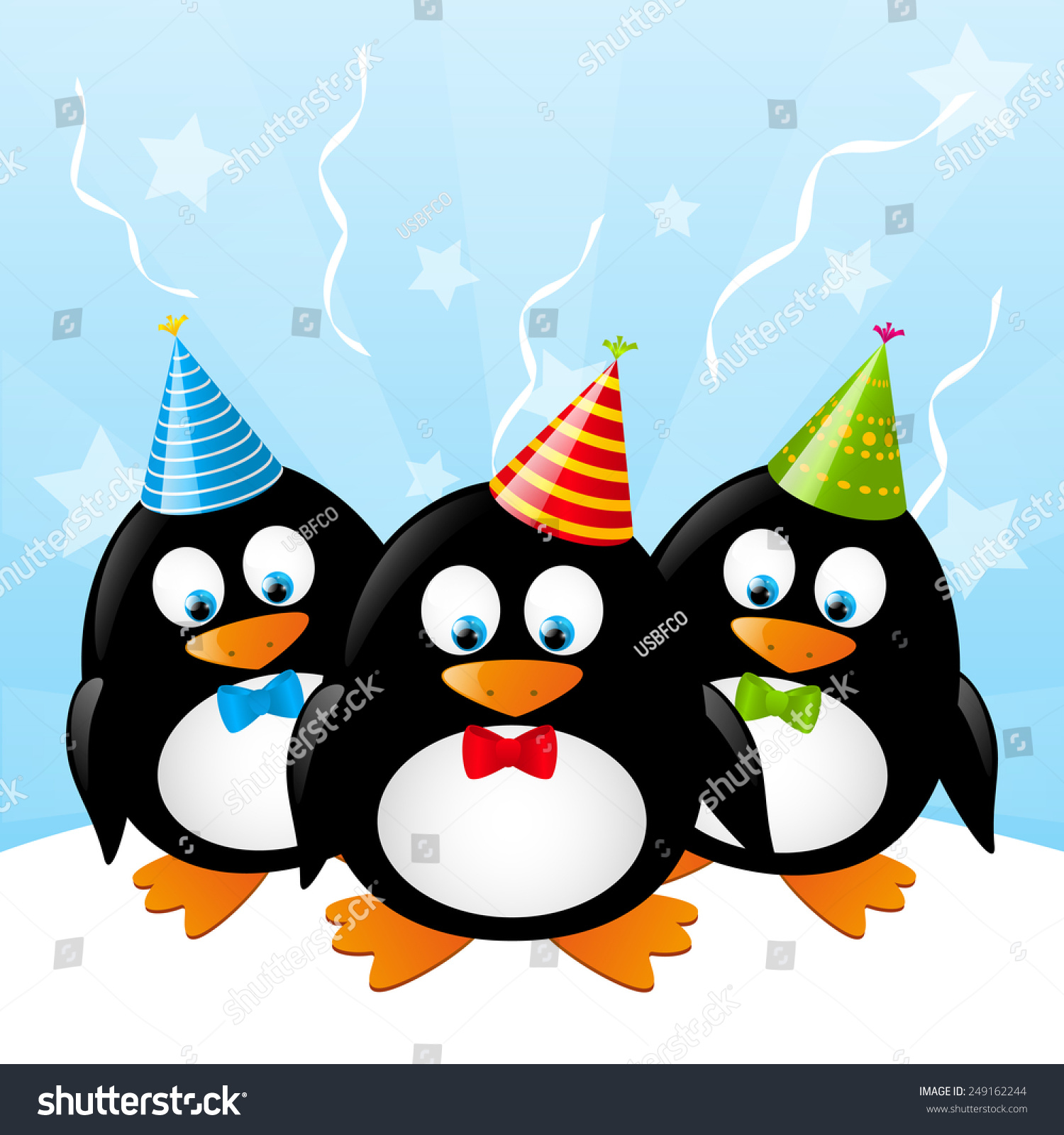 Cute Penguins With Party Hats Stock Photo 249162244 : Shutterstock