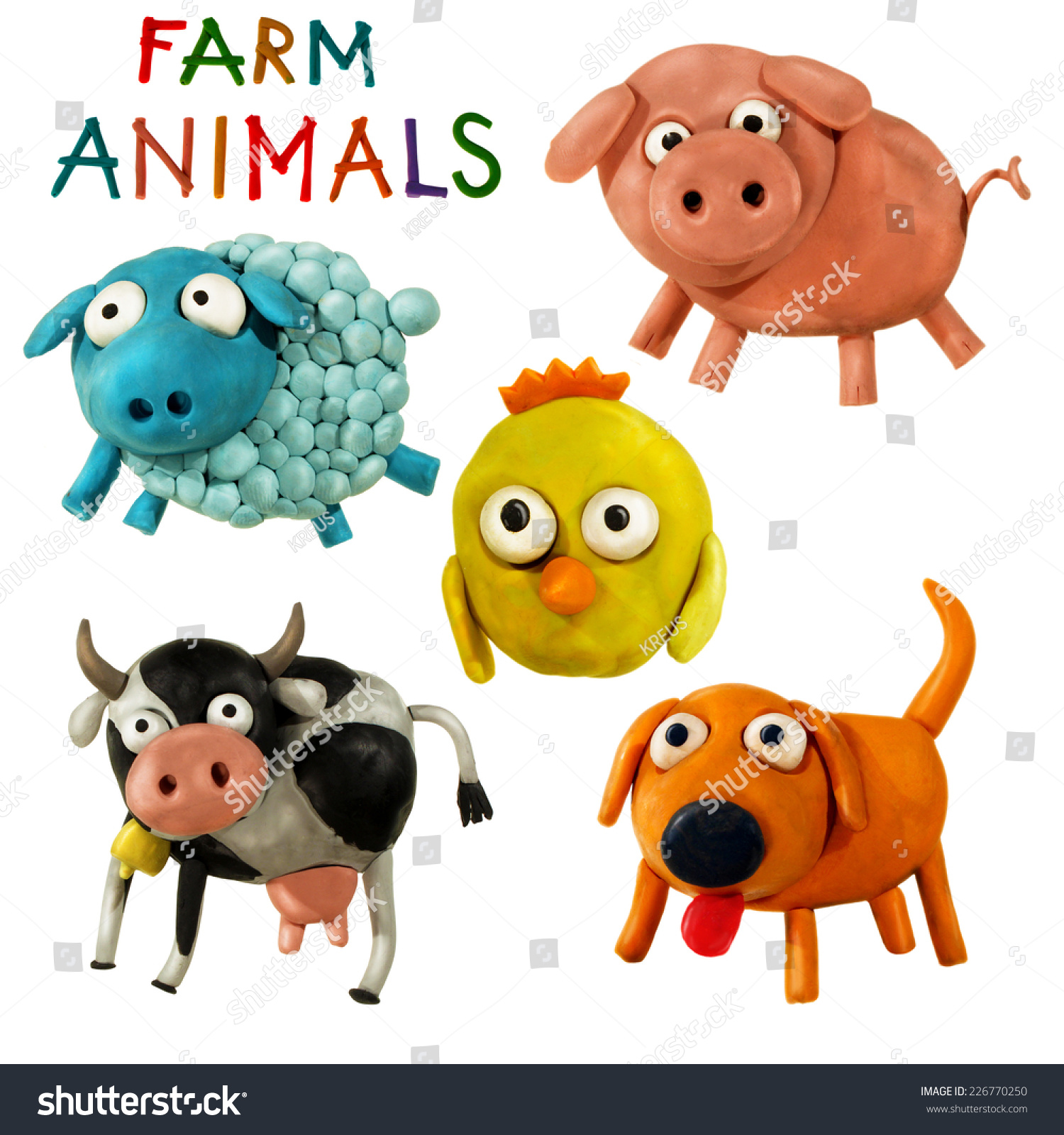 Cute Plasticine Clay Farm Animals Collection Stock Photo (Edit Now ...