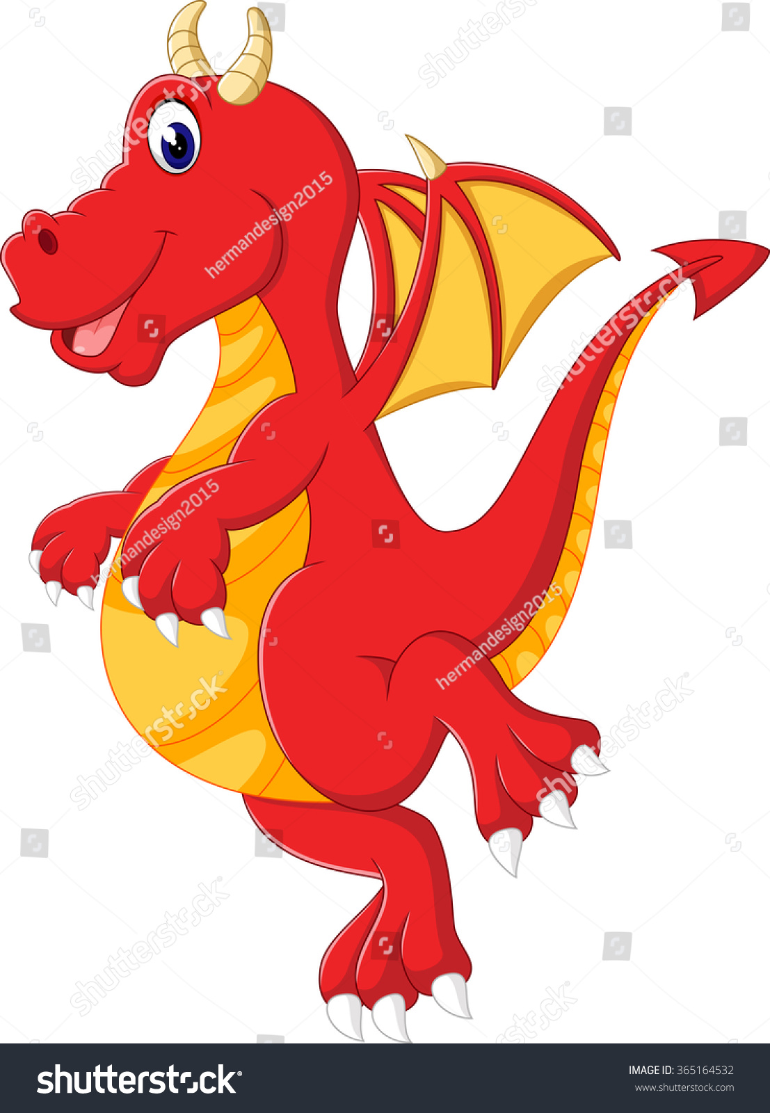 Cute Red Dragon Flying Stock Illustration 365164532