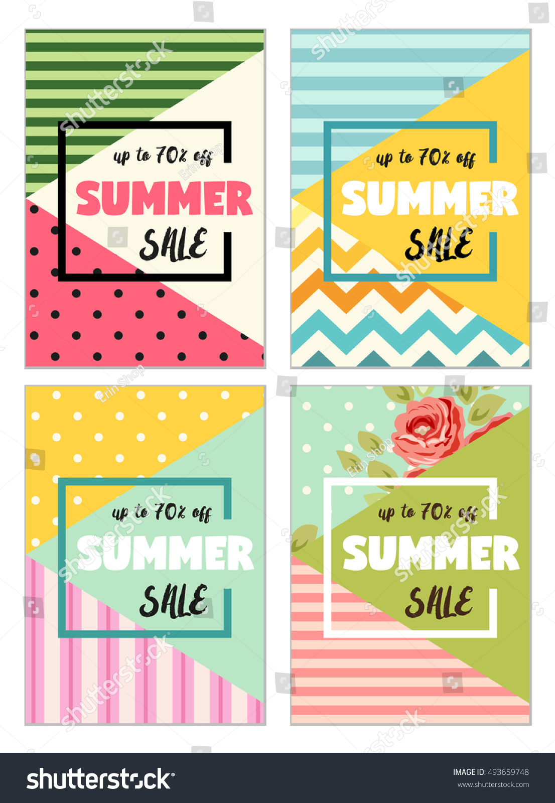 cute set summer spring sale flyer stock illustration 493659748