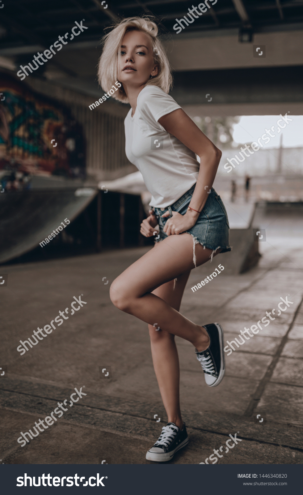 Cute Sexy Blonde Woman Casual Clothes Stock Photo 1446340820 | Shutterstock