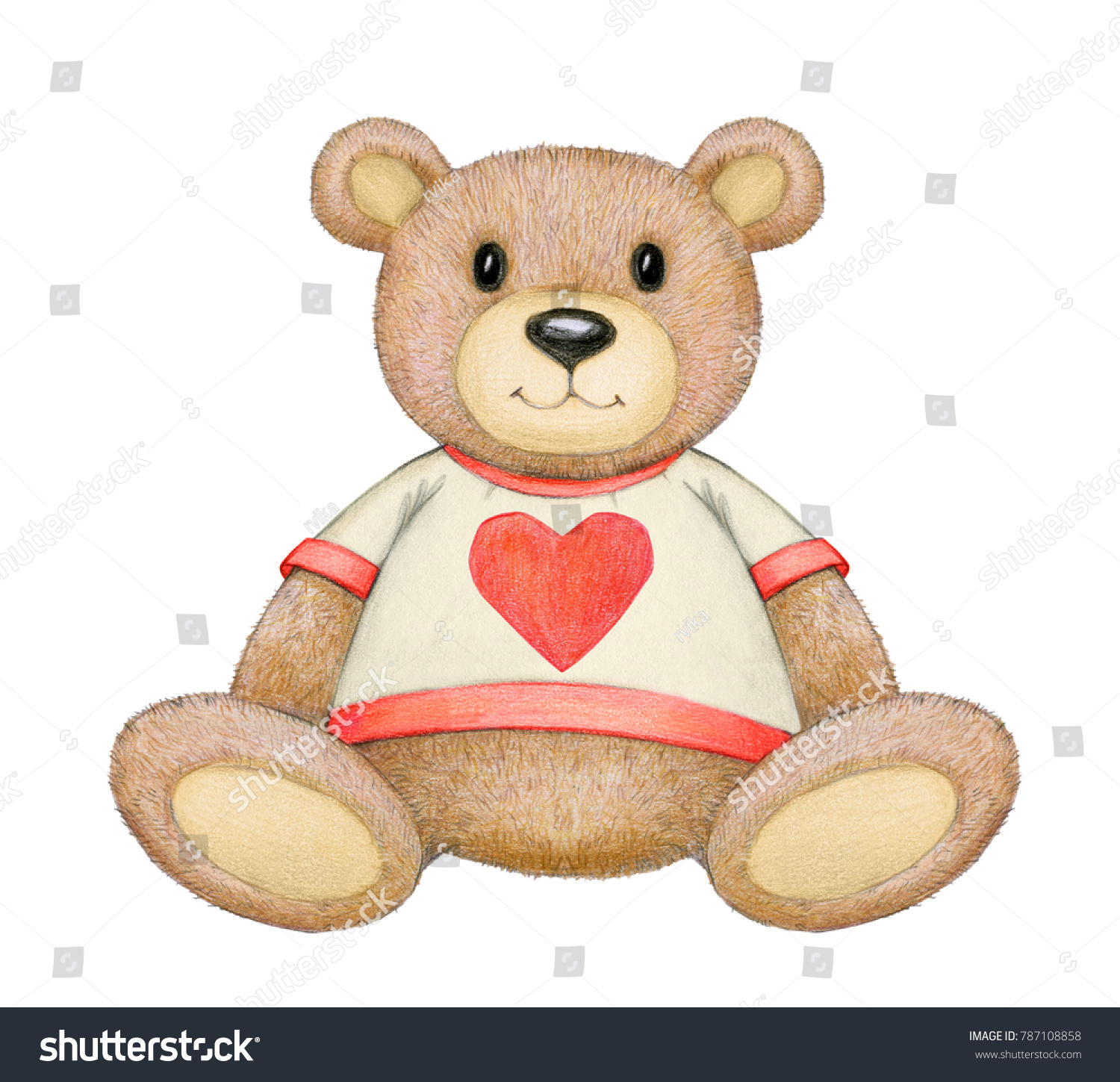 Cute Sitting Bear Isolated Valentines Day Stock Illustration 787108858
