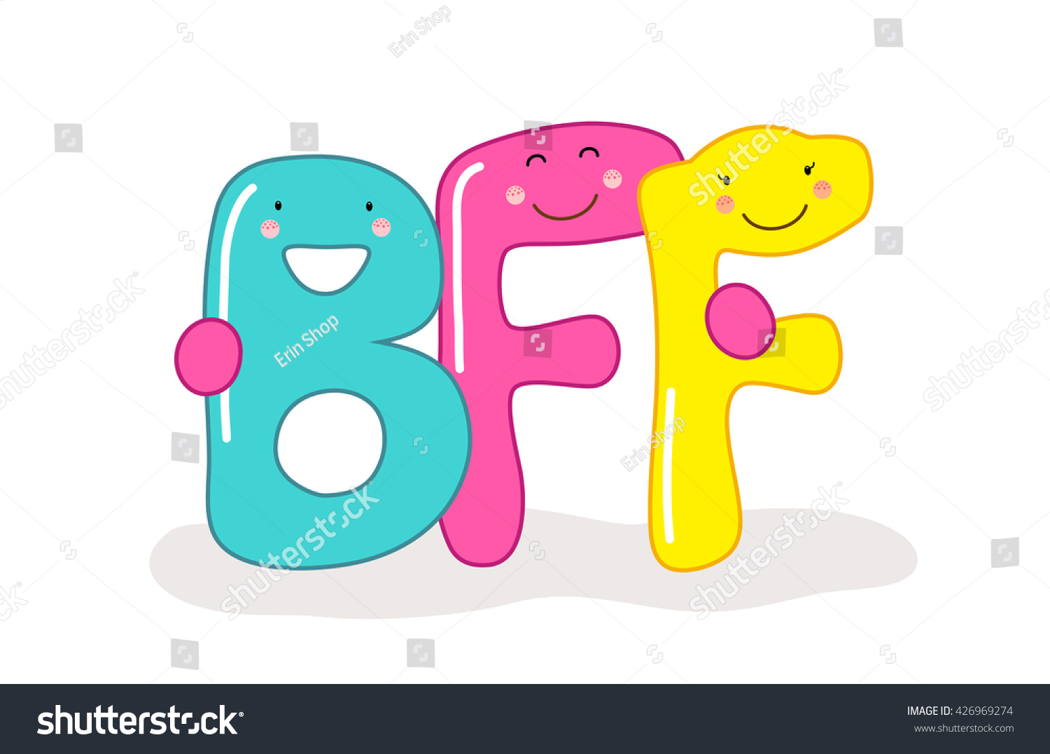 Cute Smiling Cartoon Characters Letters Bff ภาพประกอบสต็อก 426969274 Shutterstock 