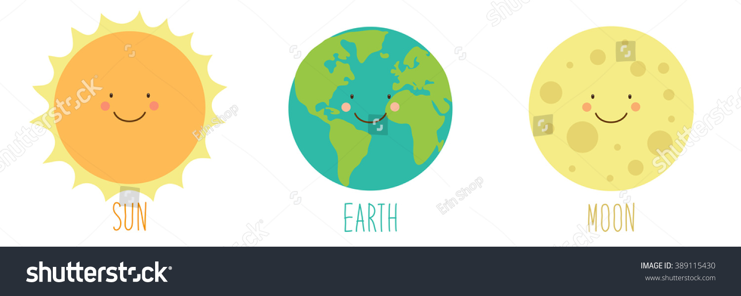 Cute Smiling Cartoon Characters Sun Earth Stock Illustration 389115430 ...