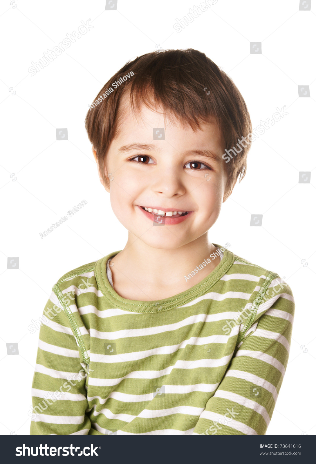 Cute Smiling Happy Little Boy Isolated On White Background Stock Photo ...