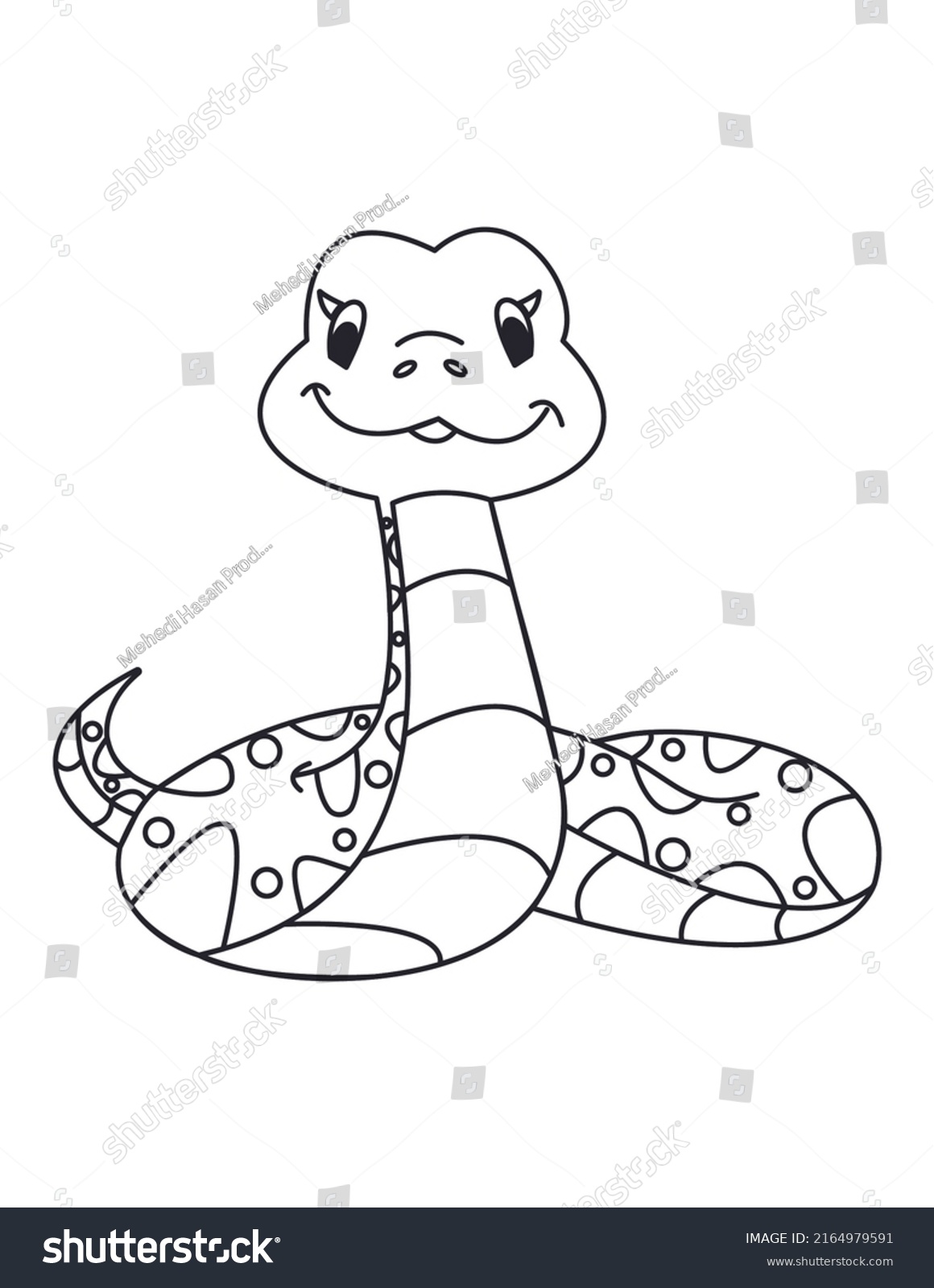 Cute Snake Coloring Page Kids Stock Illustration 2164979591 | Shutterstock