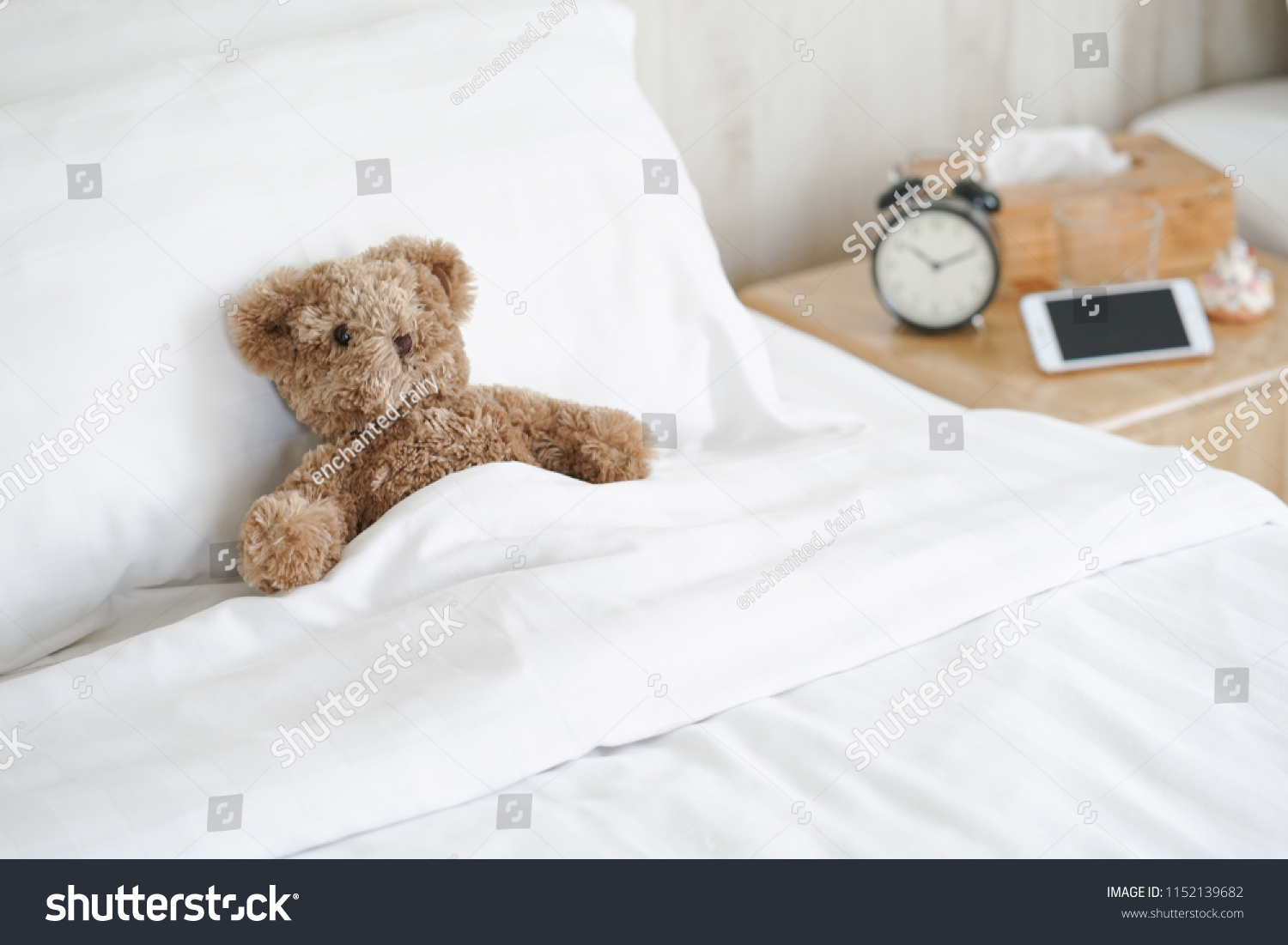 teddy in bed