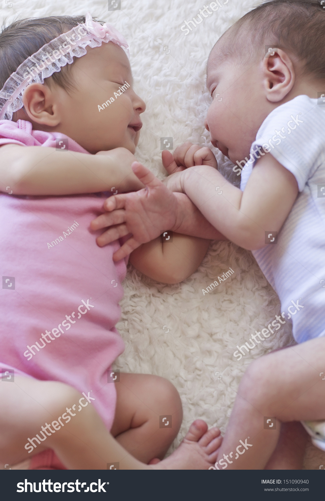 Cute Twins Sleeping Together Boy Girl Stock Photo Edit Now