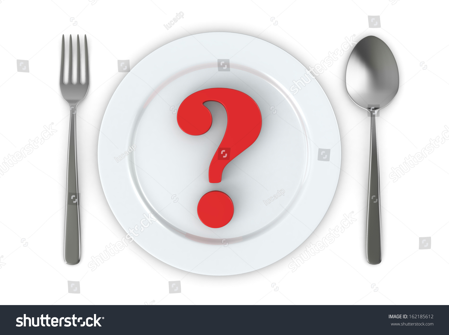 Cutlery Plate Question Mark 3d Render 162185612 Shutterstock   Stock Photo Cutlery And A Plate With A Question Mark D Render 162185612 