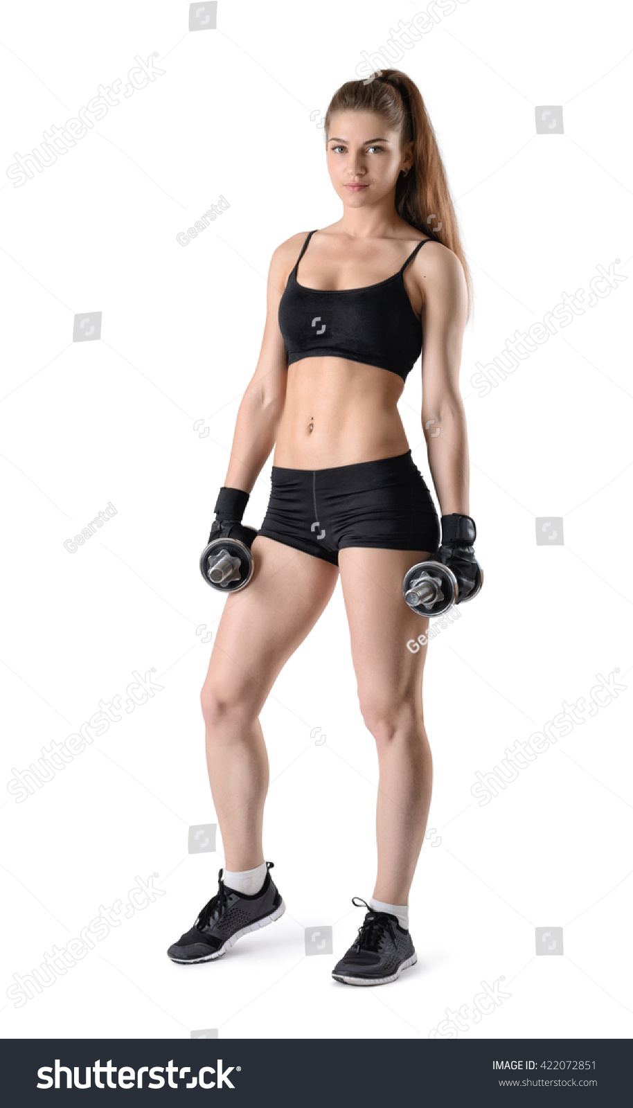 Cutout Fitness Model Showing Torso Stands Stok Foto Raf Shutterstock