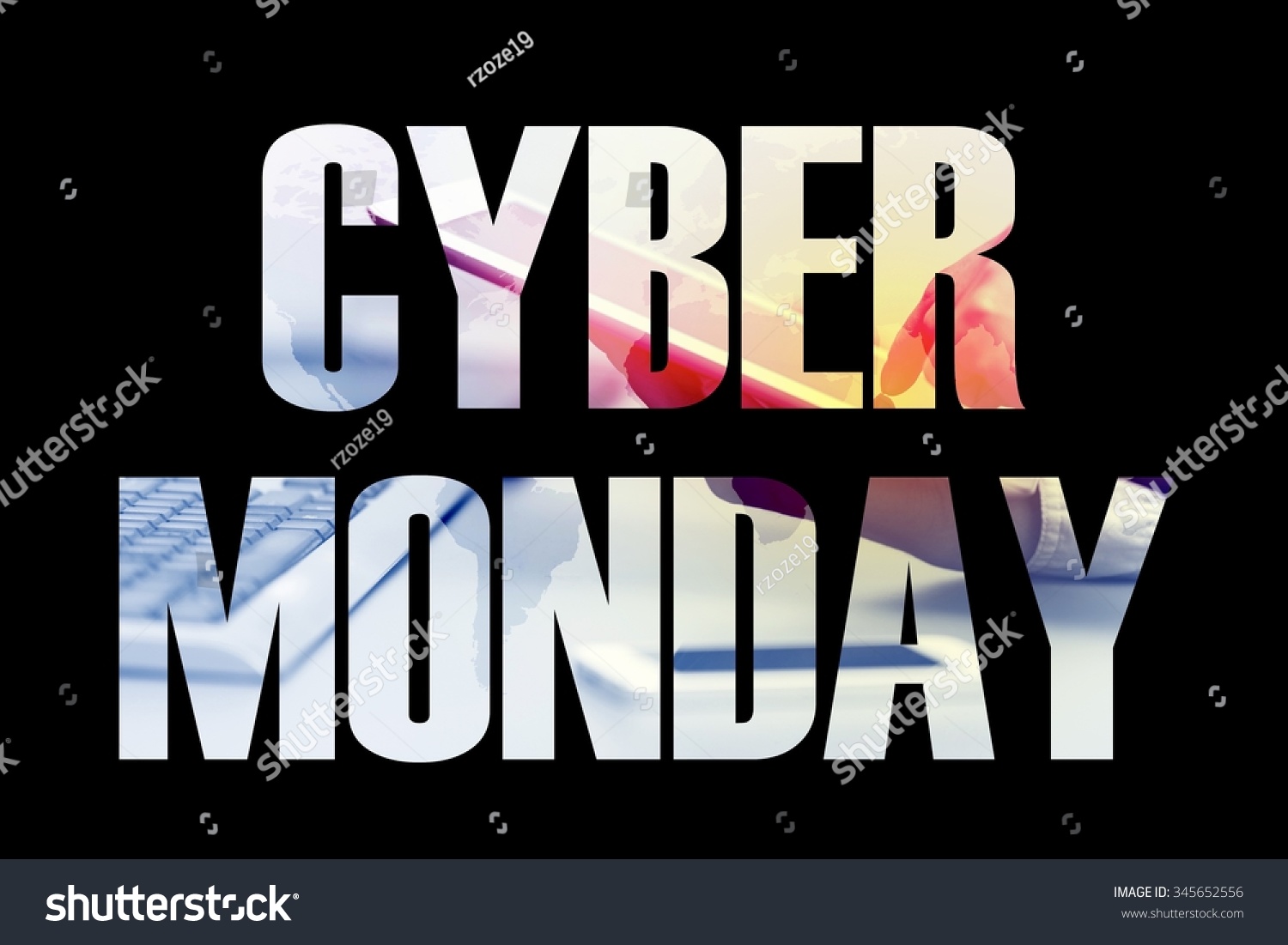 Cyber Monday Lettering On Black Background Stock Photo (Edit Now
